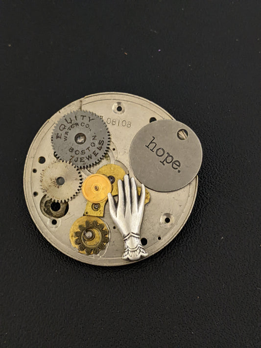 A18-Steampunk Themed Brooch-Unique Charm Pin! With real watch parts-TOP24