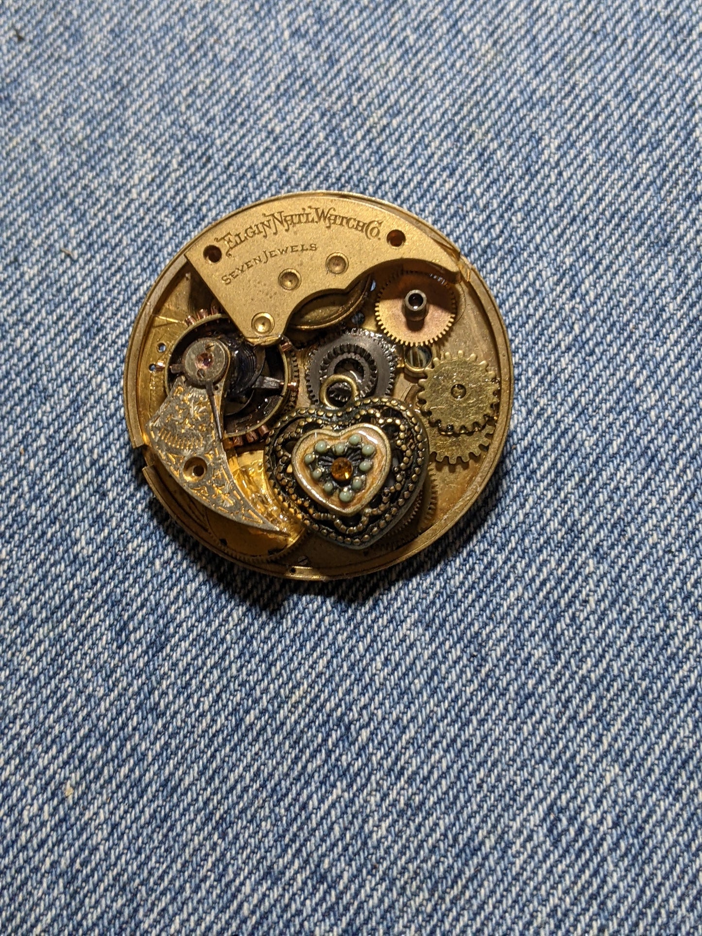Steampunk Themed Brooch-Unique Charm Pin! With real watch parts-TOP33