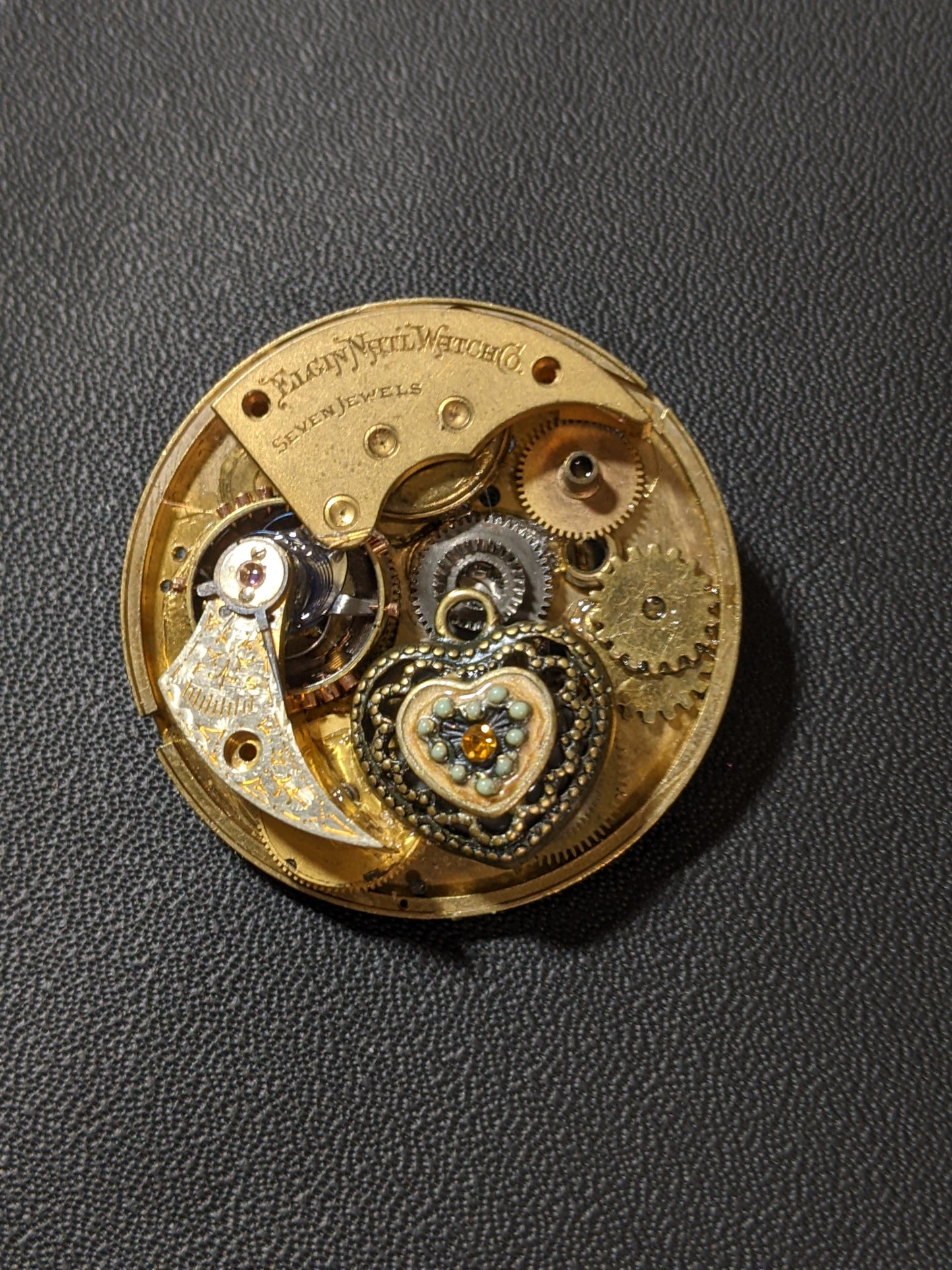 Steampunk Themed Brooch-Unique Charm Pin! With real watch parts-TOP33
