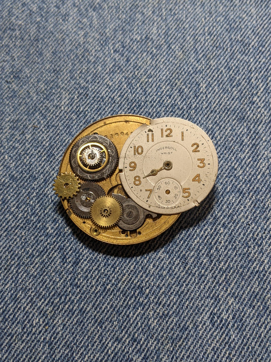 A15-Steampunk Themed Brooch-Unique Charm Pin! With real watch parts-TOP35