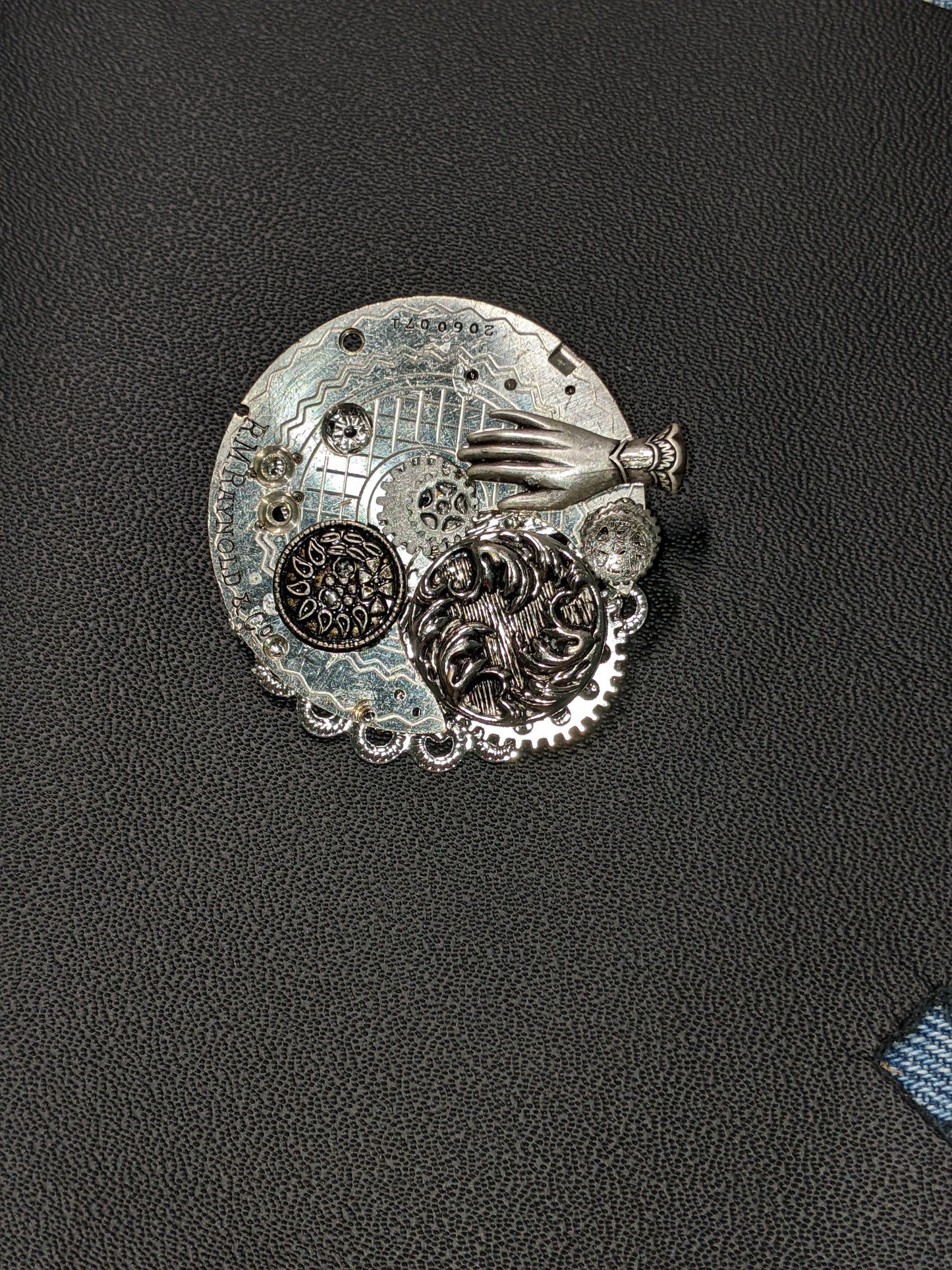 Steampunk Themed Brooch-Unique Charm Pin! With real watch parts-TOP7