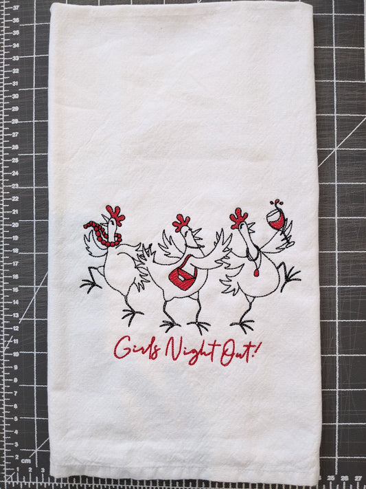 Girls Night Out Chickens Tea Towel