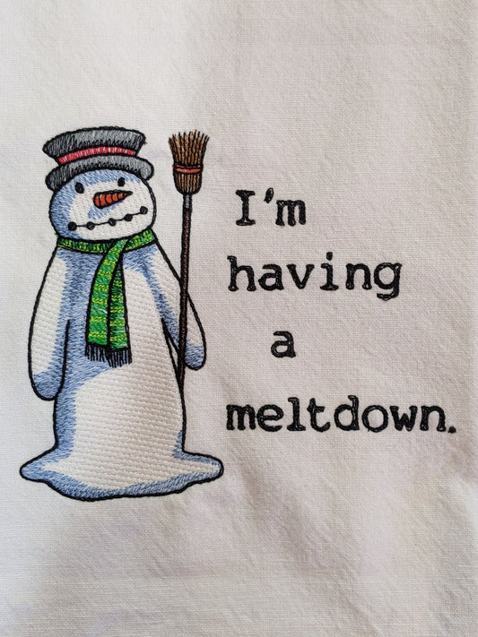 Meltdown Snowman Tea Towel